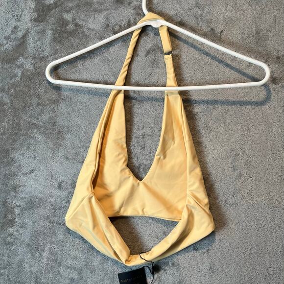 Skatie Lacey Halter Top Buttercup Yellow Size Medium New - Picture 4 of 5